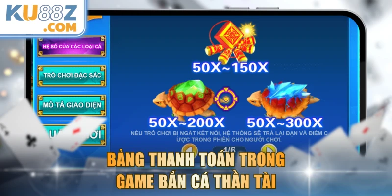 Bảng thanh toán trong game Bắn Cá Thần Tài