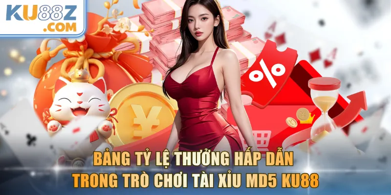 Bảng tỷ lệ thưởng hấp dẫn trong trò chơi Tài Xỉu MD5 KU88