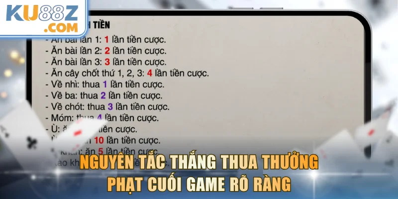 Nguyên tắc thắng thua thưởng phạt cuối game rõ ràng