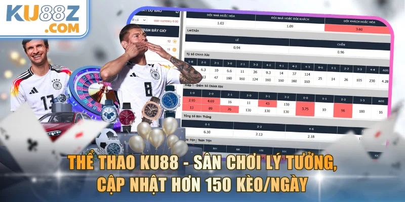 Thể Thao KU88 - Sân Chơi Lý Tưởng, Cập Nhật Hơn 150 Kèo/Ngày