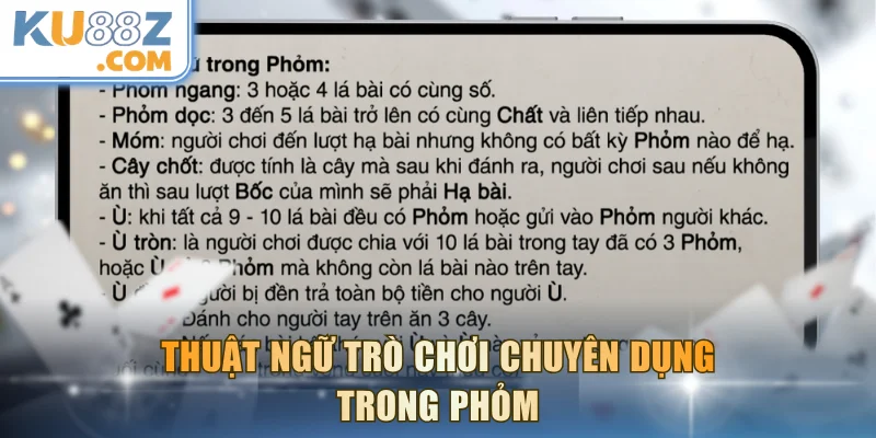 Thuật ngữ trò chơi chuyên dụng trong Phỏm
